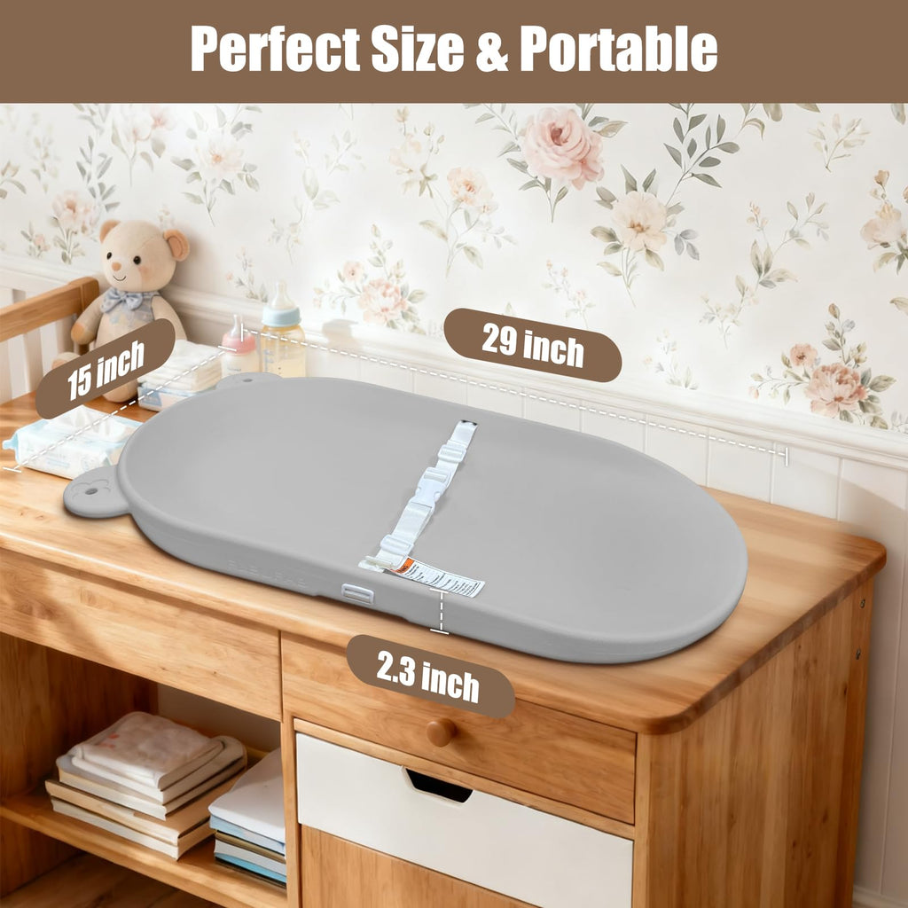 FLEUFAB Baby Changing Pad, EVA Waterproof Non-Slip Portable Mat, Grey