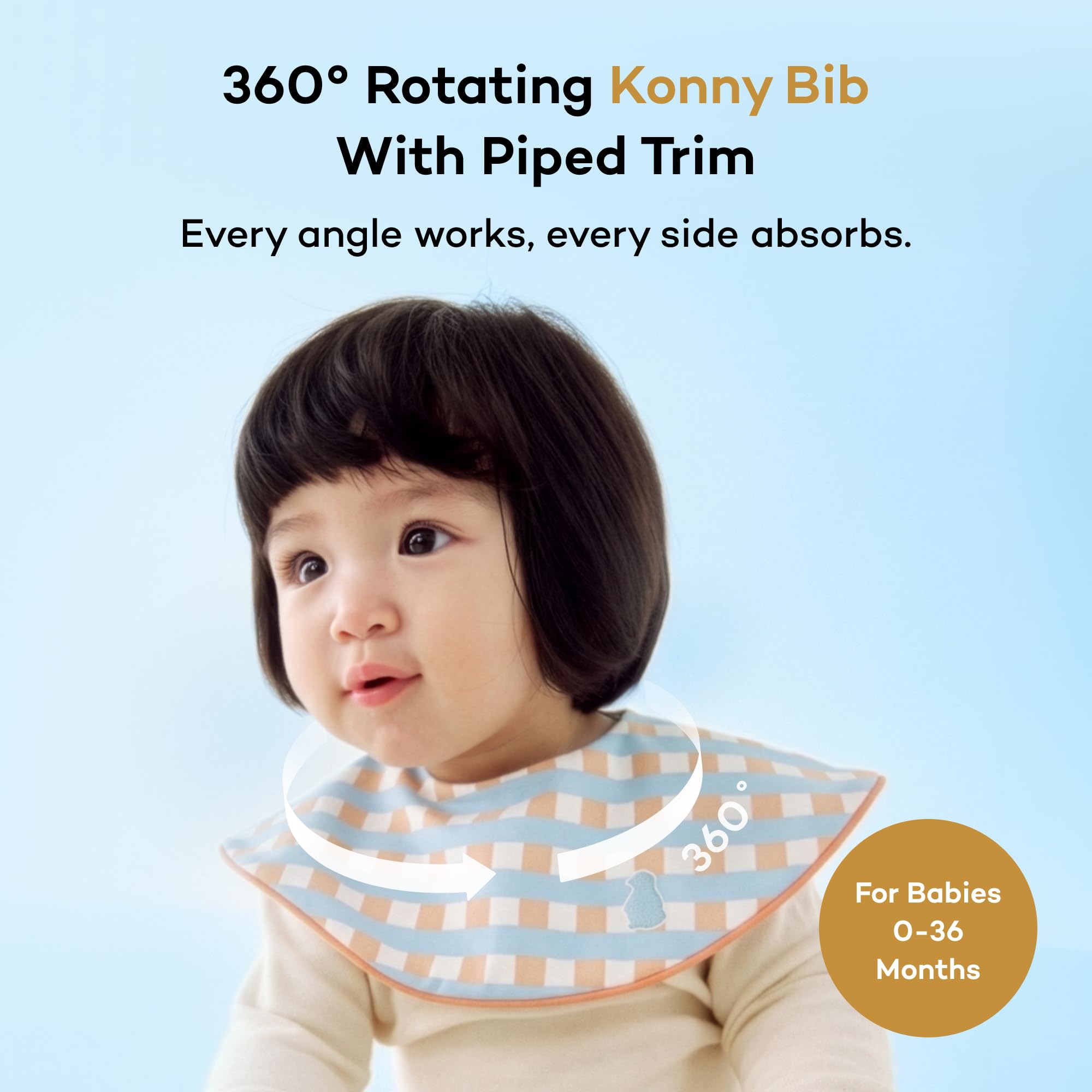 Konny Piped Edge Bib 3Pack for Infants (0-24M) Moisture-Wicking Fabric Essential Hygiene and Fashion for Girls and Boys-Set A(Butter yellow, Strawberry pink, Lavender)