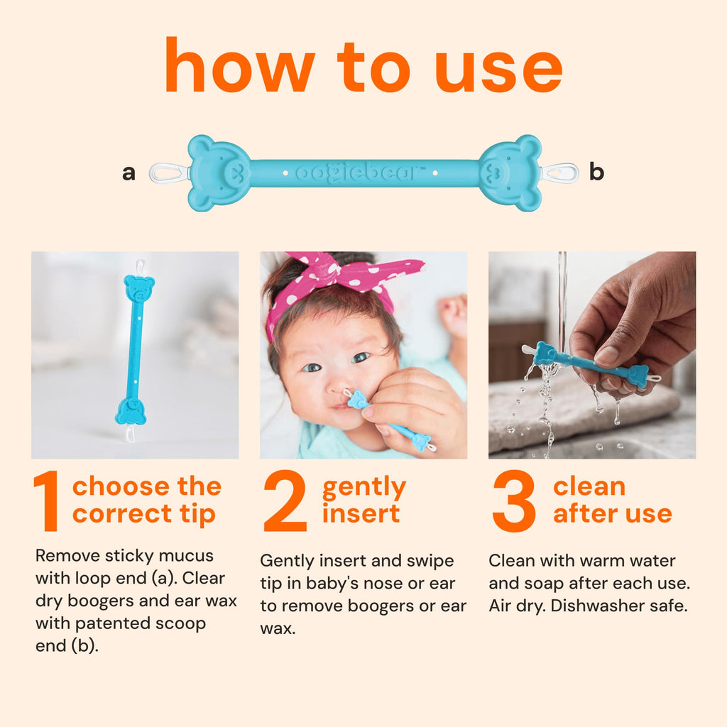 oogiebear Baby Nose & Ear Picker with Travel Case, 3 Pieces, 2-Pack Blue