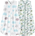 Newborn Sleep Sack Baby Swaddle,0-12 Months,3-Way Adjustable Wearable Blanket,Swaddling Sleeping Bag (Leaf&Clouds, 6-12 Months)