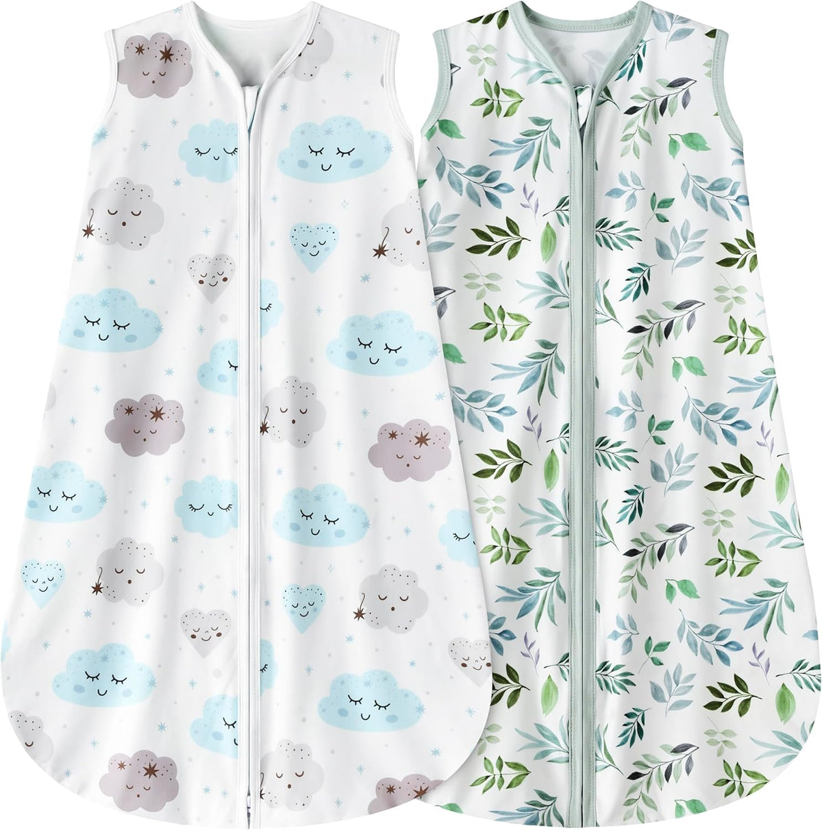 BSTOPPT Newborn Sleep Sack Baby Swaddle,0-3 Months,3-Way Adjustable Wearable Blanket,100% Rayon Cotton Swaddling sleeping bag，TOG 0.5（Clouds&Starry Sky）