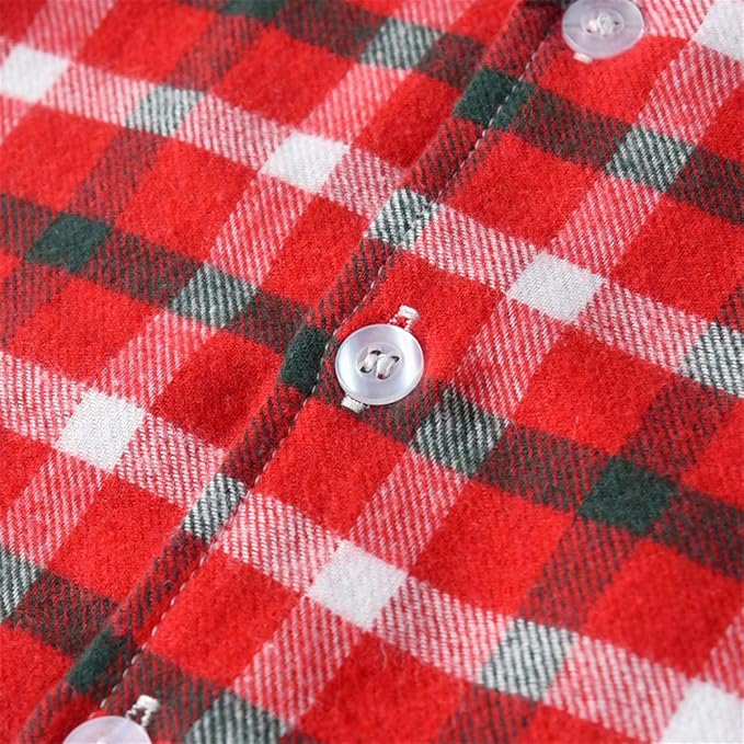 Schbbbta Kids Pajamas Set, Plaid Button Down Pjs for Girls & Boys, 9 Months - 14 Years