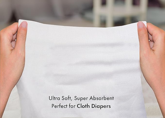 RUVANTI Unisex Birdseye Flat-Fold Cloth Diapers for Babies 3 Pack, 100% Cotton Reusable Diaper Inserts 23x23 Inches, White