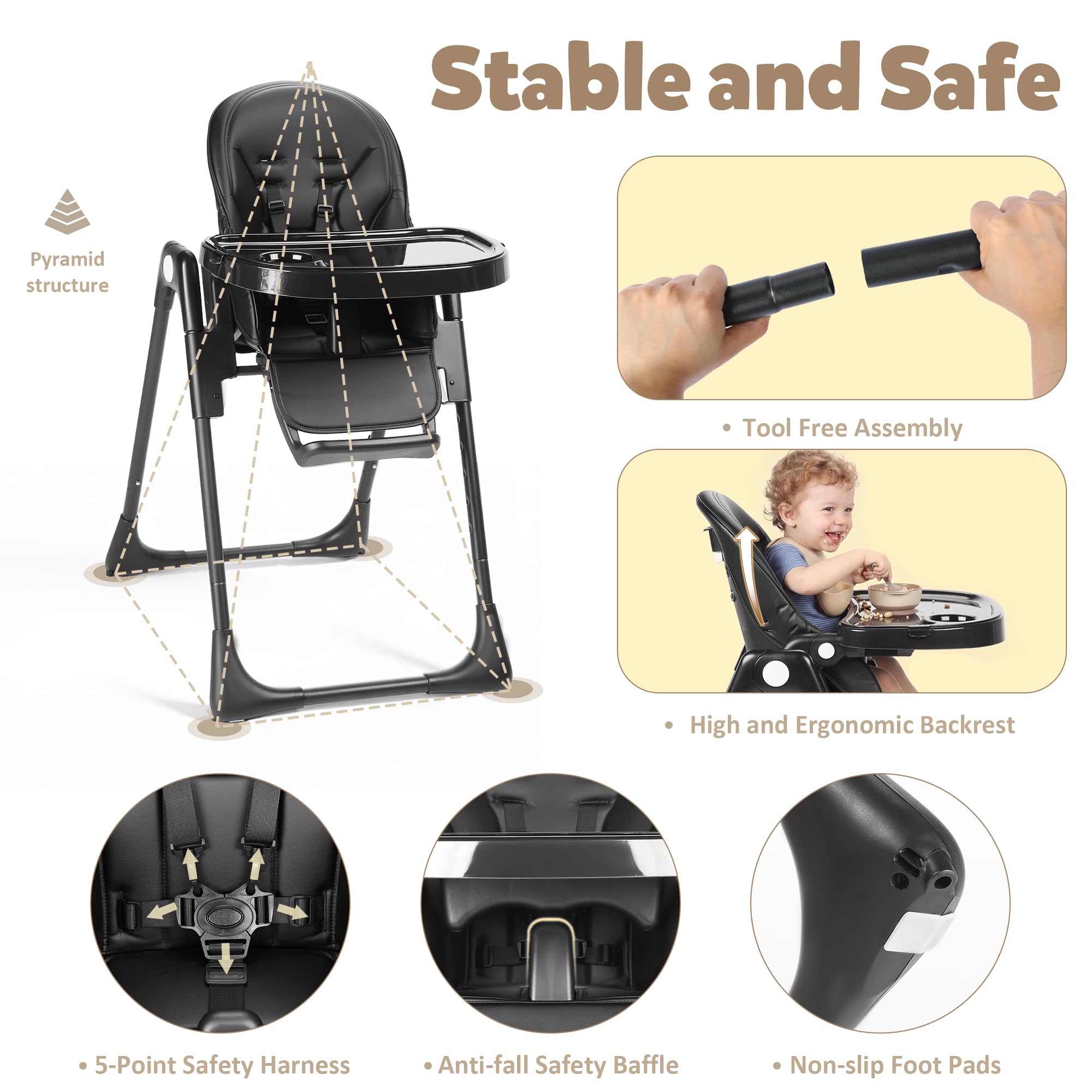 TODEFULL 3 in 1 Baby High Chair, Infant High Chairs for Babies and Toddlers