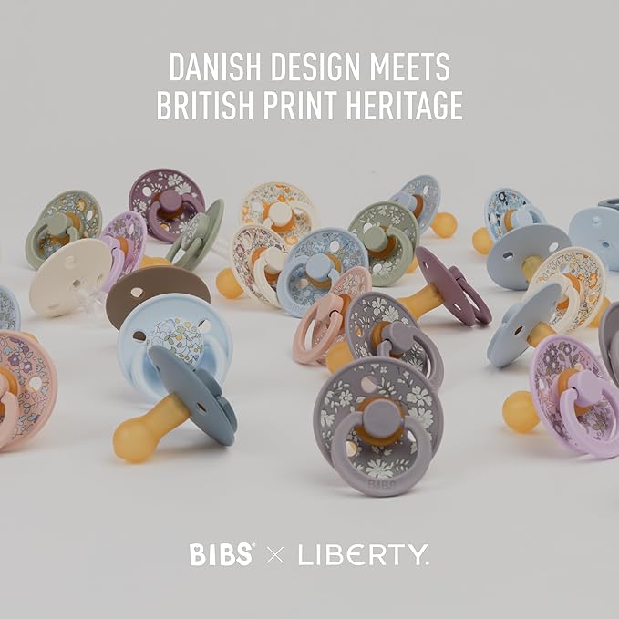 BIBS De Lux Liberty Soother 2-Pack, BPA Free Dummy Pacifier, Round Nipple. Silicone, Made in Denmark, OneSize (0-36 Months), Capel Sage
