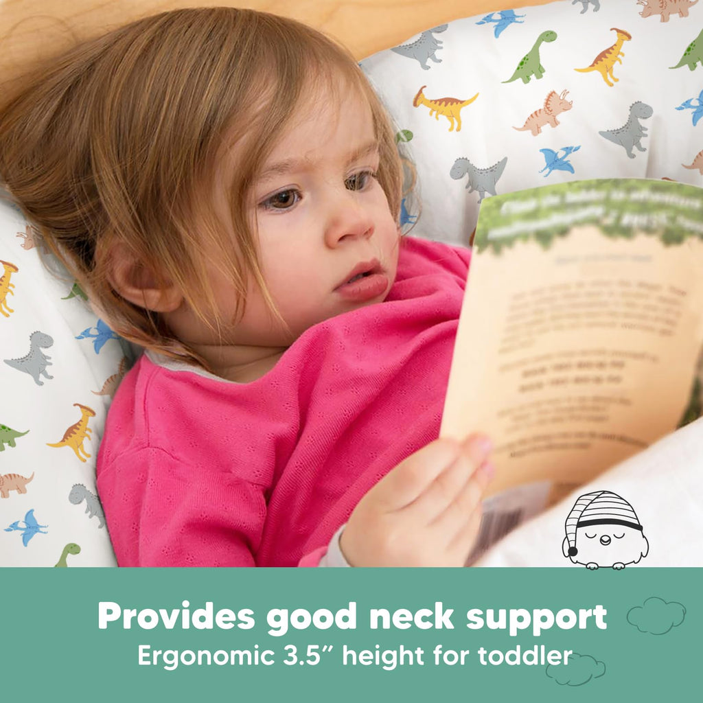 Toddler Pillow with Pillowcase, 13x18 My Little Dreamy Pillow (Roarsome)