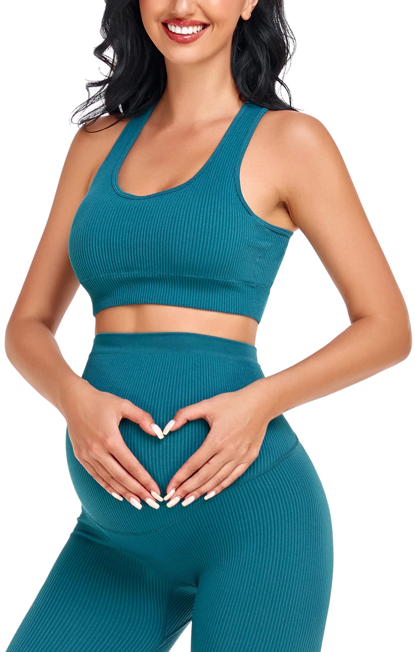 Lataly Women's Maternity 2 Piece Outfit Set - Bra & Shorts for Pregnancy - Yoga workout Lounge Wear Sets