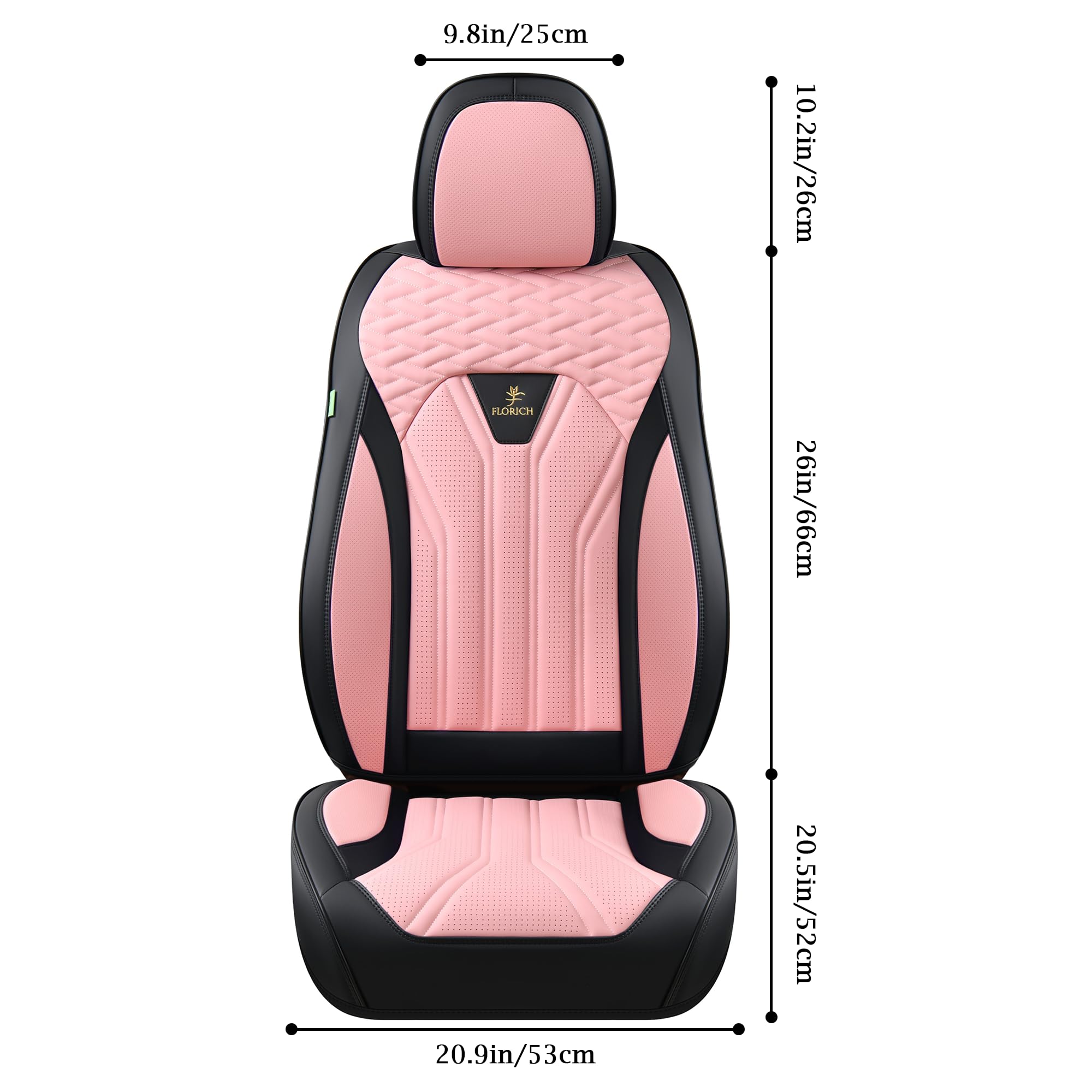 FLORICH Automotive Front Seat Covers for Cars, Waterproof Pink & Black Seat Covers, Leather Car Seat Covers 2 Pack, Universal Seat Protector for Most Cars Trucks SUV
