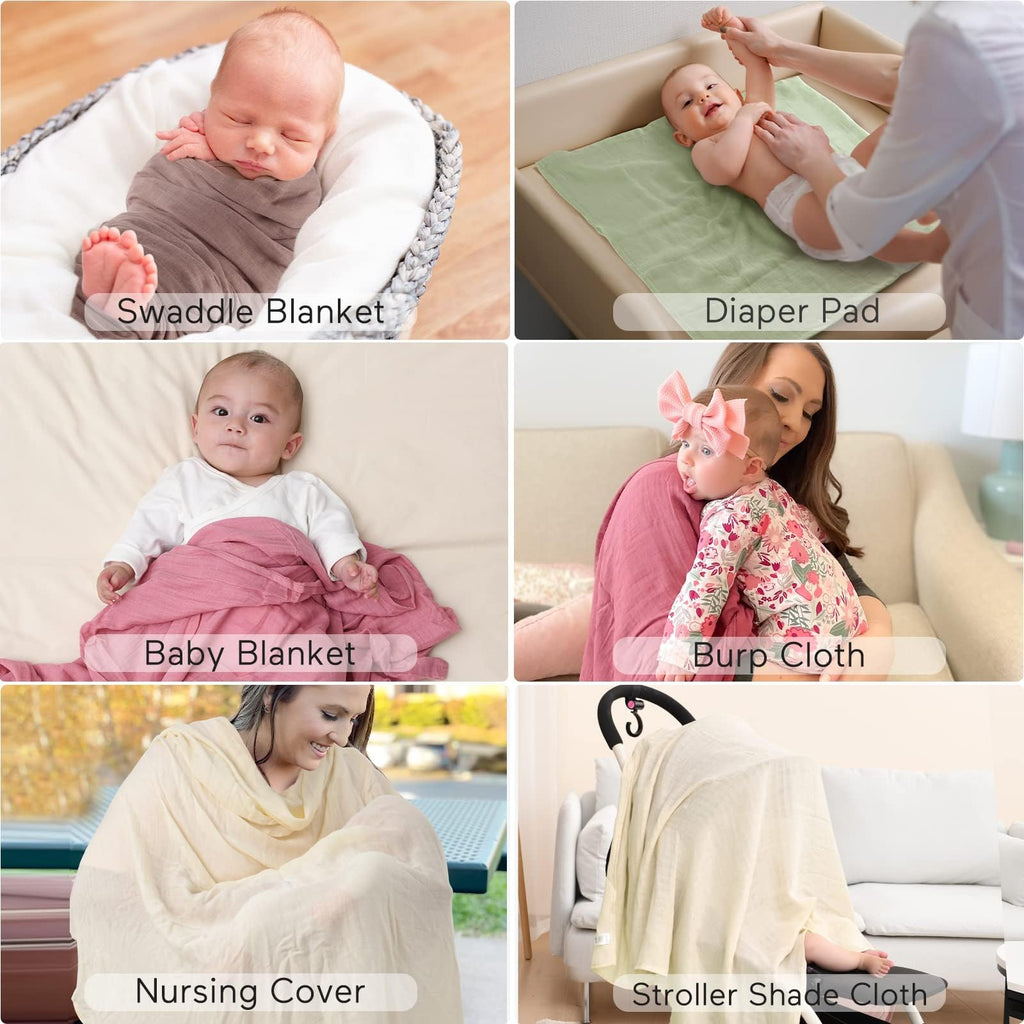 Momcozy Muslin Swaddle Blankets, 4-Pack, Large 47"x47", Breathable