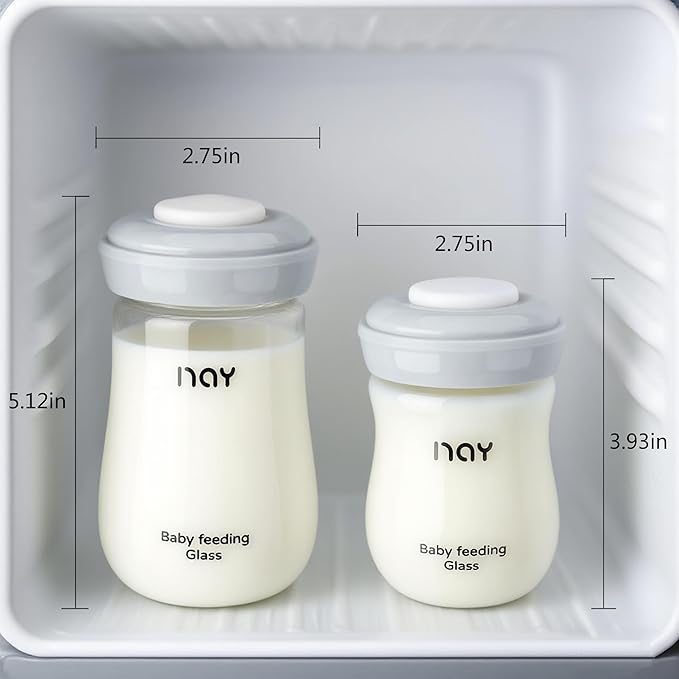 Glass Breastmilk Storage Bottles, 8oz Wide Neck Breast Milk Containers, BPA-Free, Lead-Free, Fits Breast Pumps and Nipples, 4 Pack