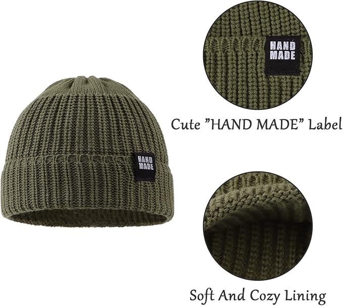 JANGANNSA Simple Knitted Baby Beanie Hip-Hop Boys Winter Hat Toddler Kids Bonnet for Girls 0-5Y