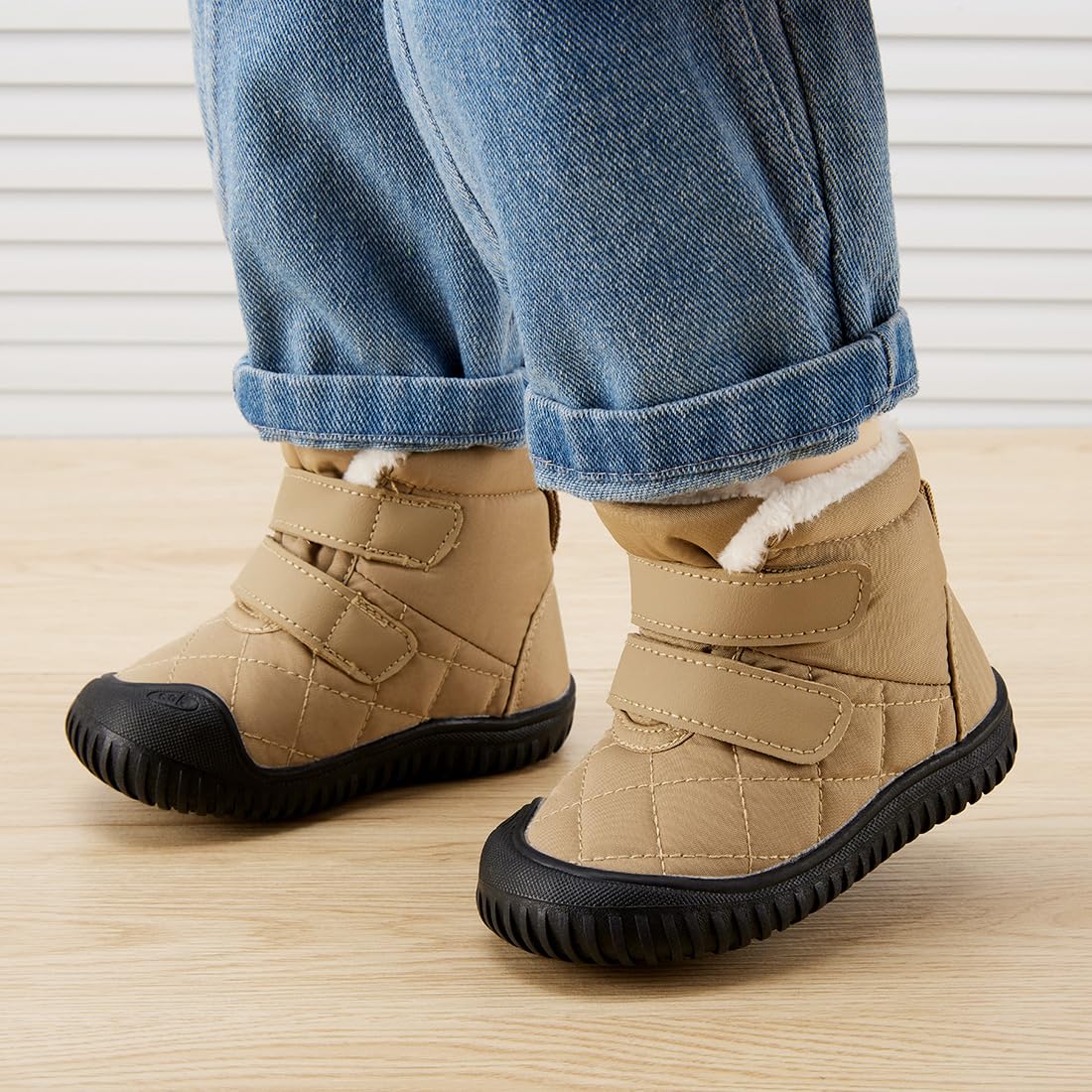BMCiTYBM Baby Snow Boots Boys Girls Winter Two Strap Easy On Infant Shoes Non Slip 6 9 12 18 24 Months Faux Fur Brown Size 18-24 Months Toddler