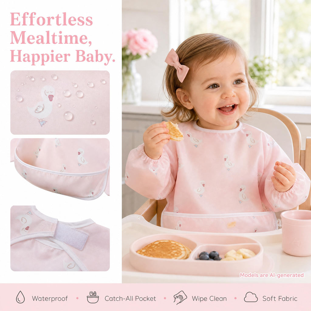 Little Dimsum Long Sleeve Bib for Baby Infant Toddler 6-36 Months