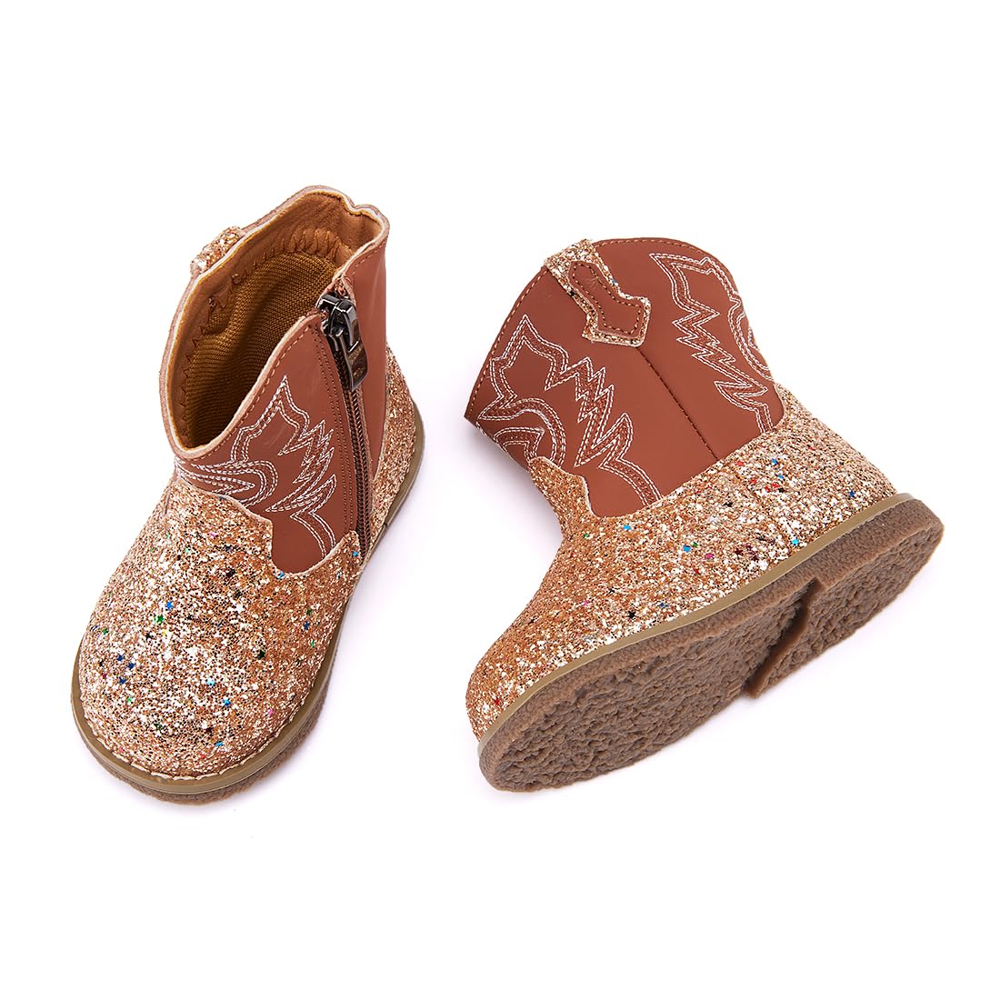 BMCiTYBM Baby Cowboy Boots Infant Cowgirl Western Shoes Brown 6-12 Months