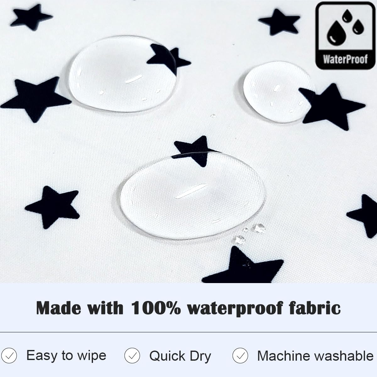 Plie Full Coverage Waterproof Feeding Bib for Toddlers – Extra Long Apron Bib for Mealtime, Self-Feeding, High Chair, Food Catcher, BPA-Free, Easy to Clean - Ivory/Star