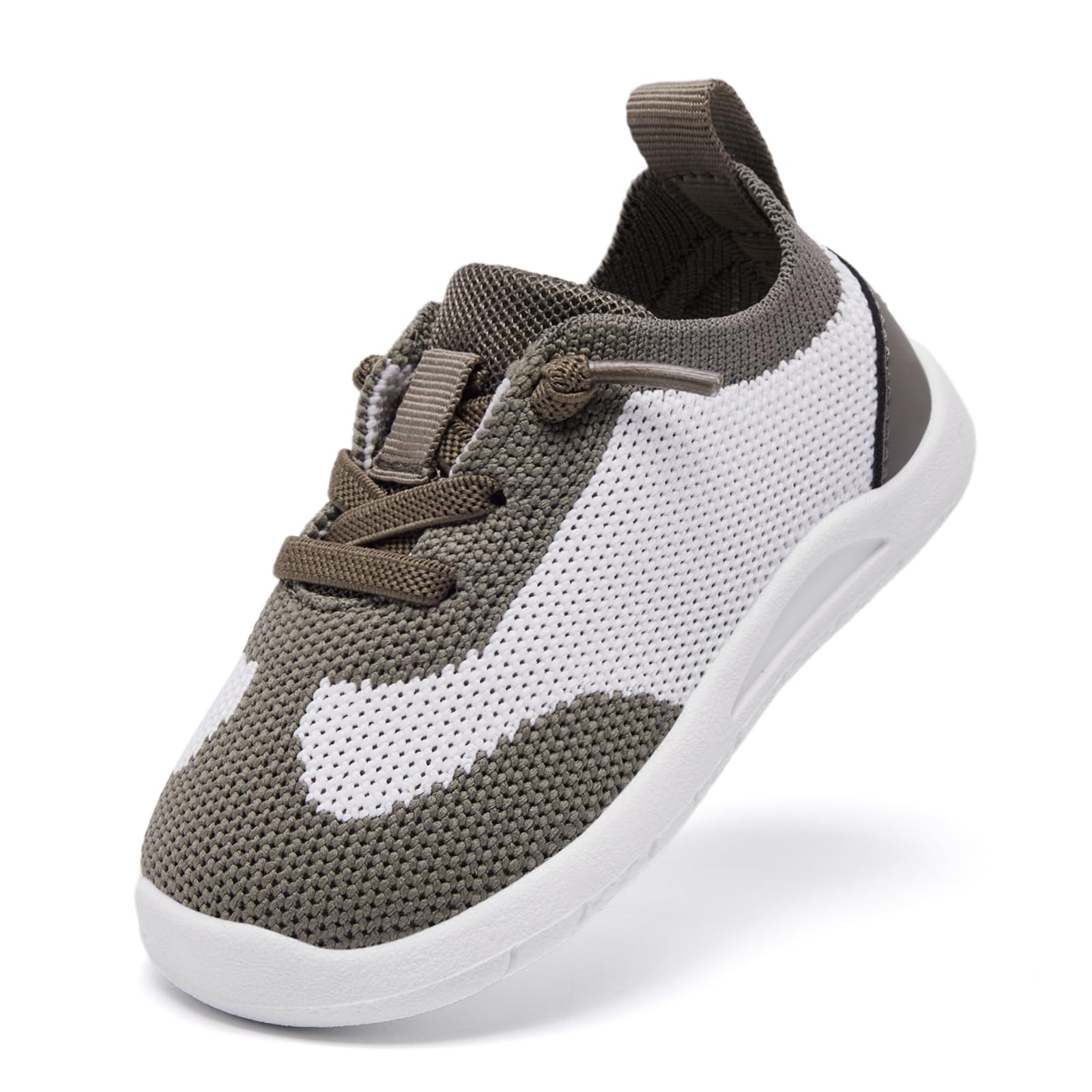 MORENDL Toddler Shoes Baby Walking Sock Shoes Infant Sneakers Boy Girl Barefoot Tennis Shoe Non-Slip Brethable White Brown