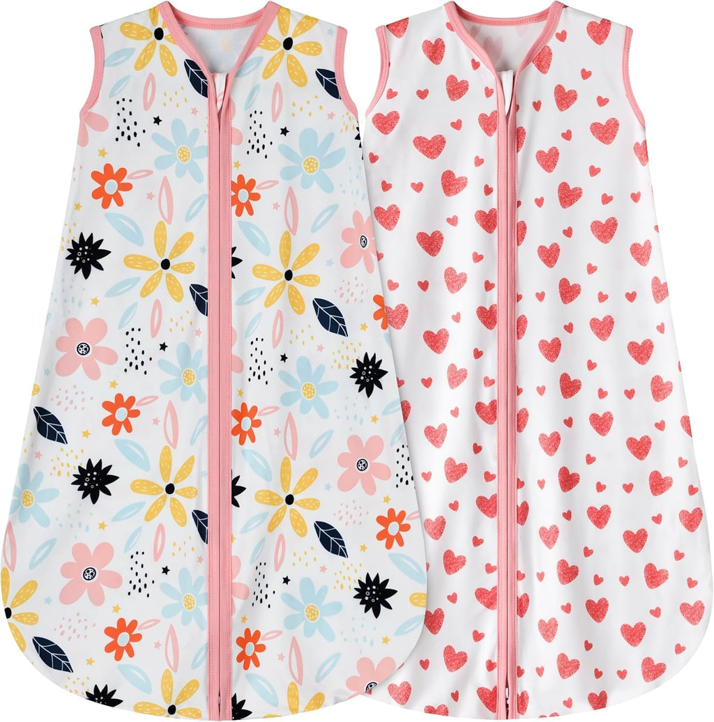 BSTOPPT Newborn Sleep Sack Baby Swaddle,Baby Wearable Blanket,Baby Sleeping Bag (Floral&Heart, 3-6 Months)