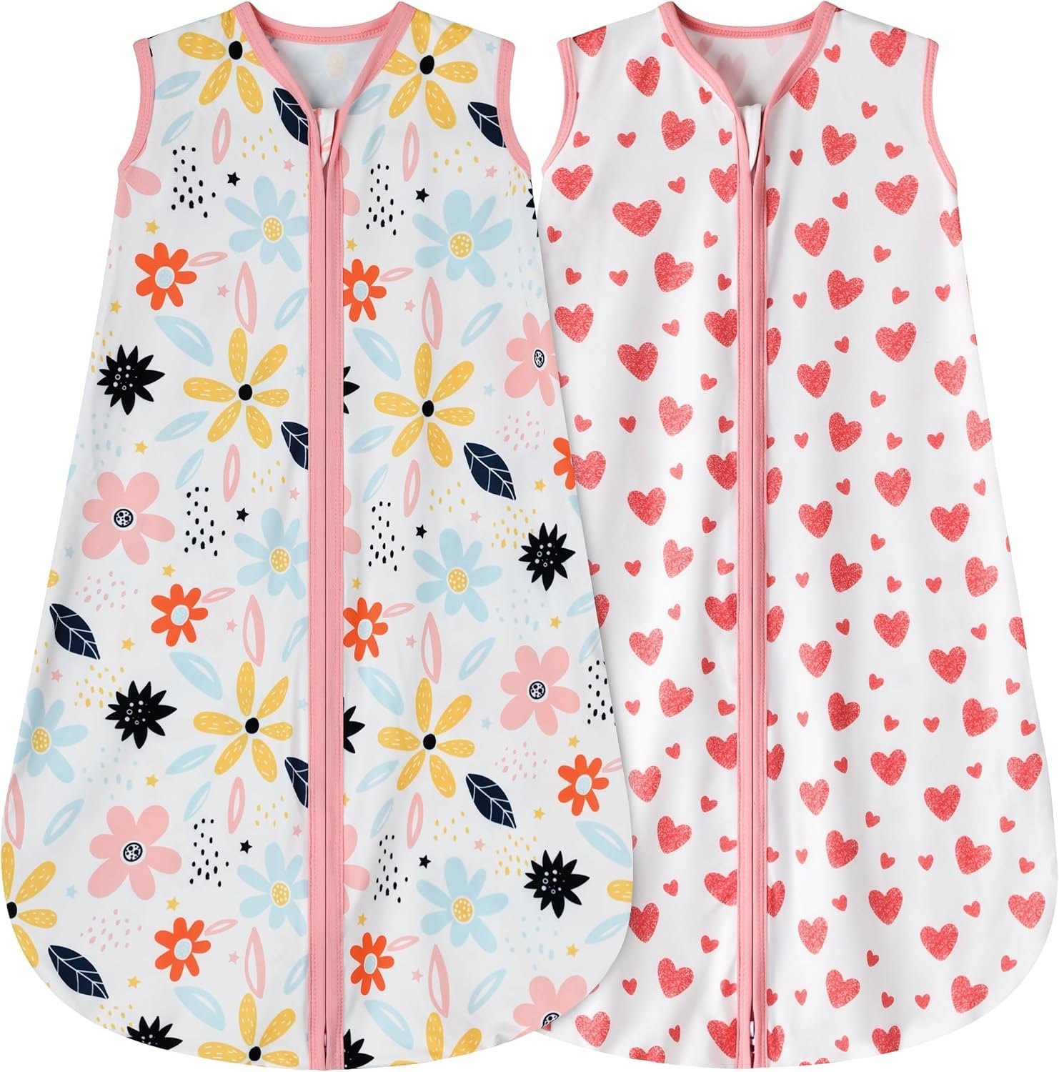 BSTOPPT Newborn Sleep Sack Baby Swaddle,Baby Wearable Blanket,Baby Sleeping Bag (Floral&Heart, 3-6 Months)