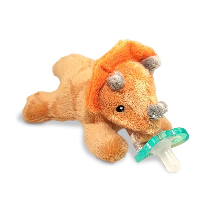 RaZbaby JollyPop Pacifier, Holder w/Detachable Baby Pacifier, Stuffed Animal RaZbuddy, All Ages 0M+, 100% Medical Grade USA Made Silicone, Machine Washable, Textured & Easy to Hold – Dragon