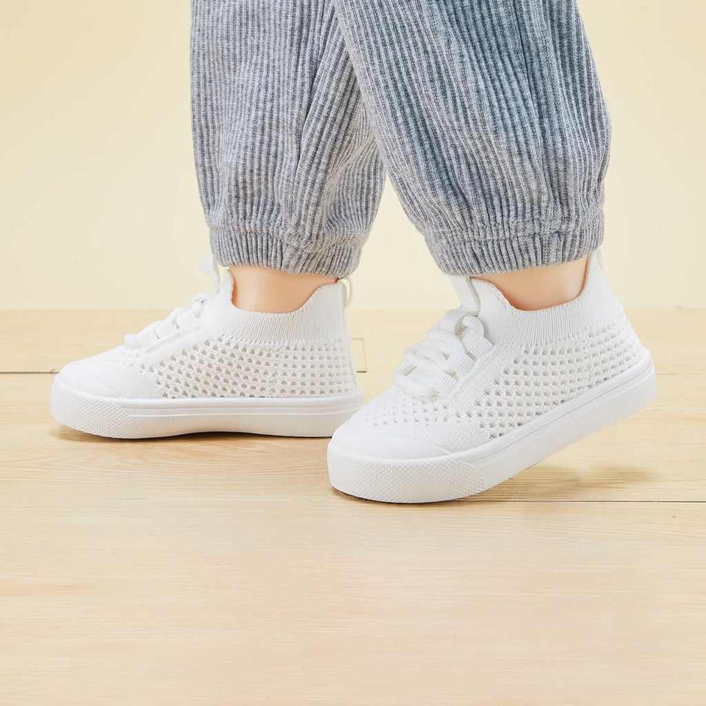BMCiTYBM Toddler Walking Shoes Baby Boy Girl Barefoot Sneakers White Size 7