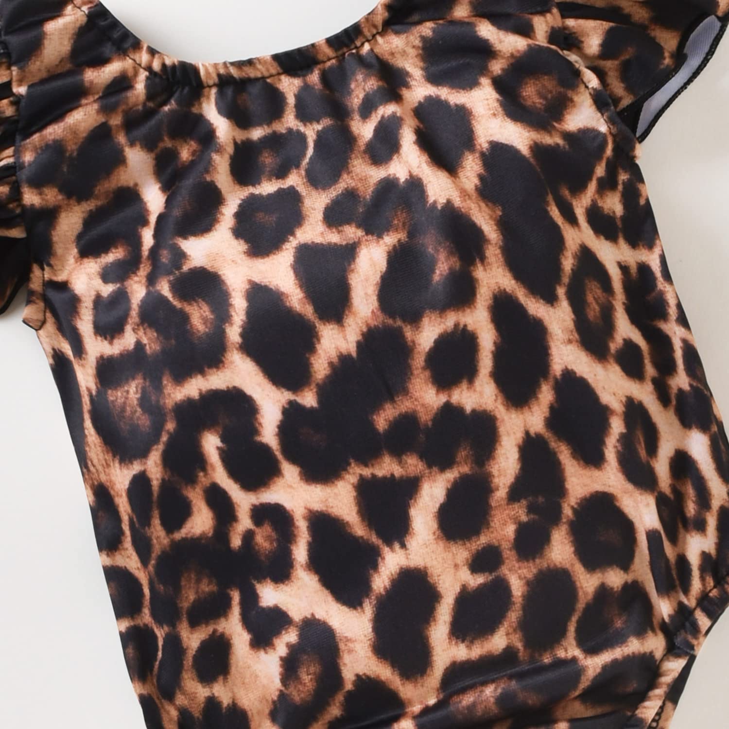 Toddler Baby Girl Ruffles Leopard Swimsuit One Piece Swimwear Bathing Set (Leopard, 12-18 Months)