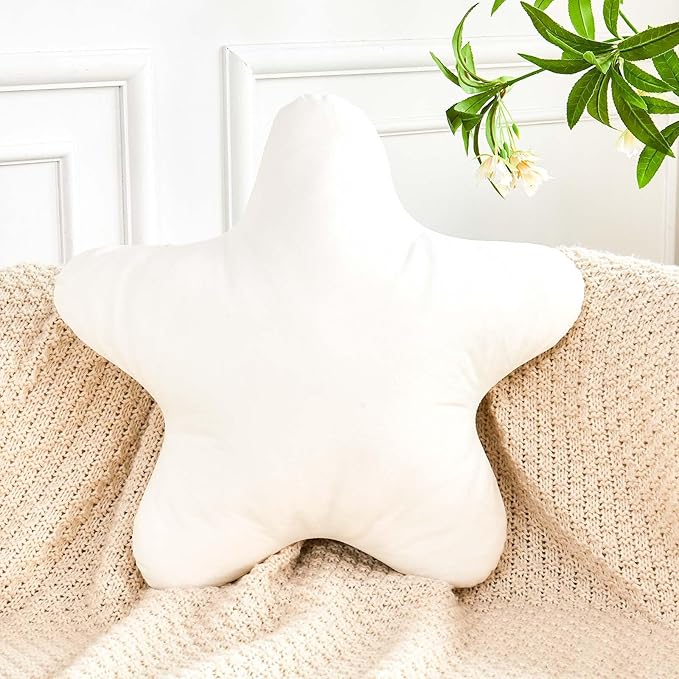White Star Throw Pillow, Cute Star Pillow Room Decor, Soft 14.9" Star Shaped Decorative Throw Pillow for Bedroom, Star Plush Floor Cushions Pillows