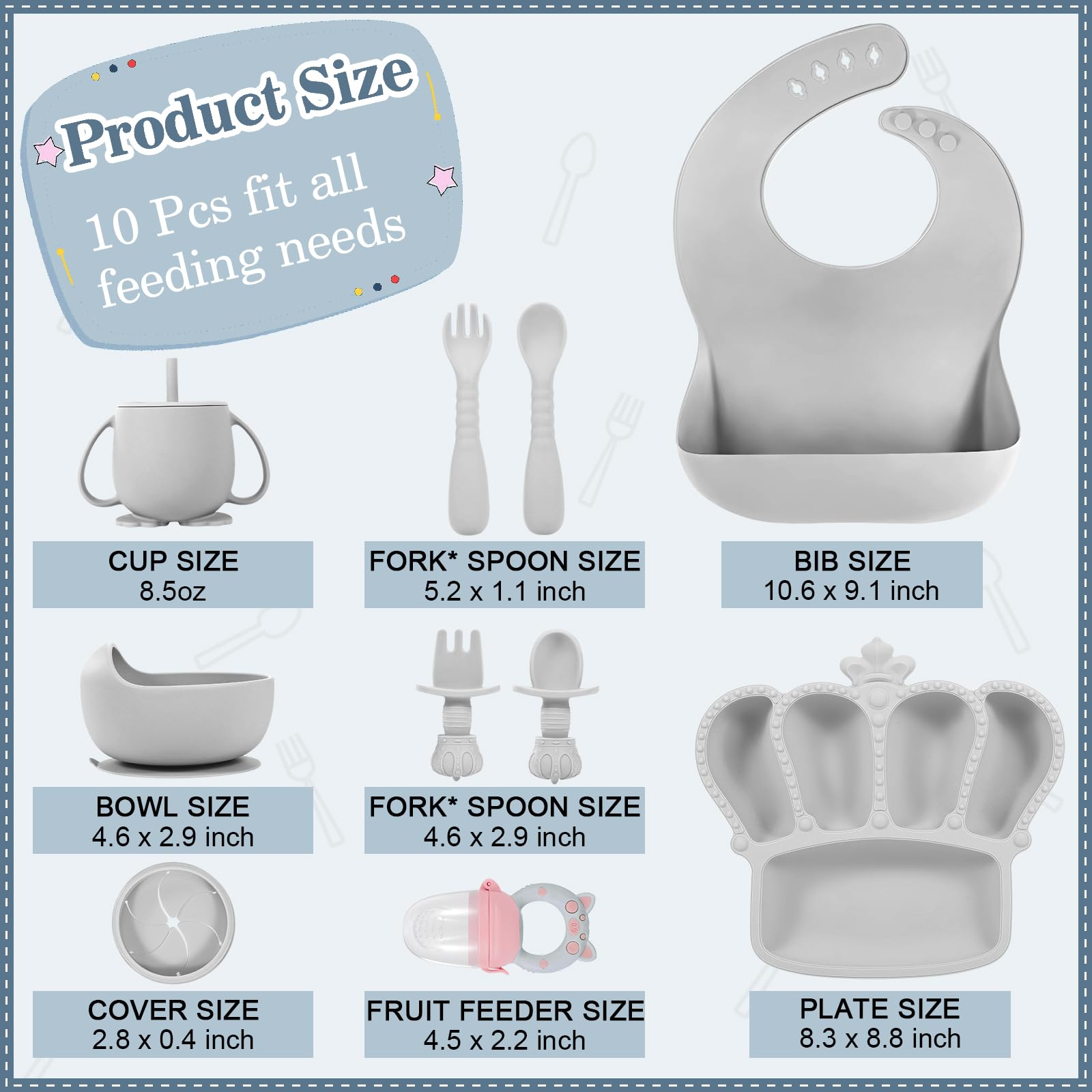 Silicone Baby Feeding Set 10 Pcs Baby Led Weaning Supplies Baby Essentials