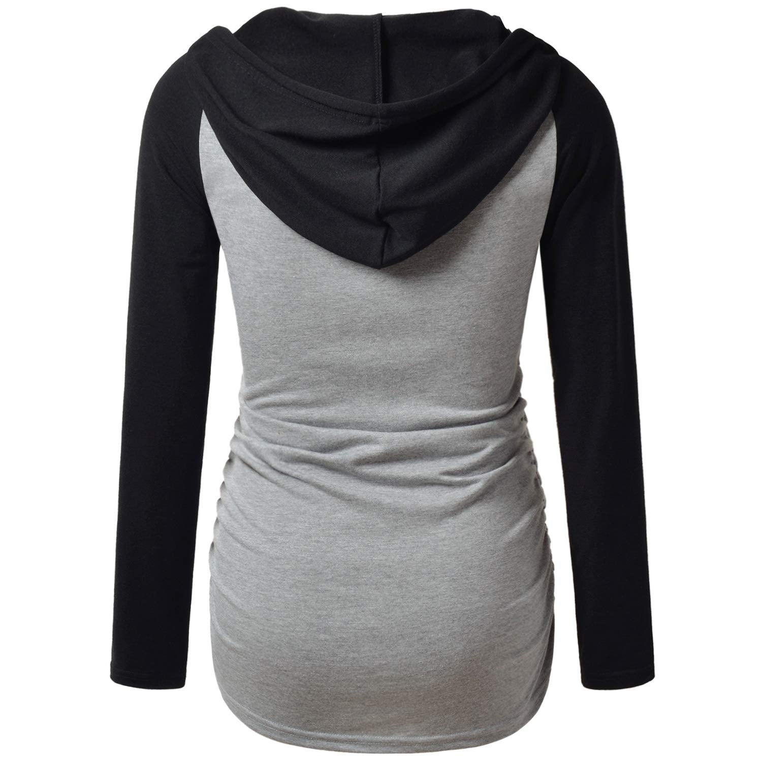 GINKANA Maternity Hoodie Long Sleeves Shirt Casual Top Maternity Top Pregnancy Sweatshirt,Gery with Black,XX-Large