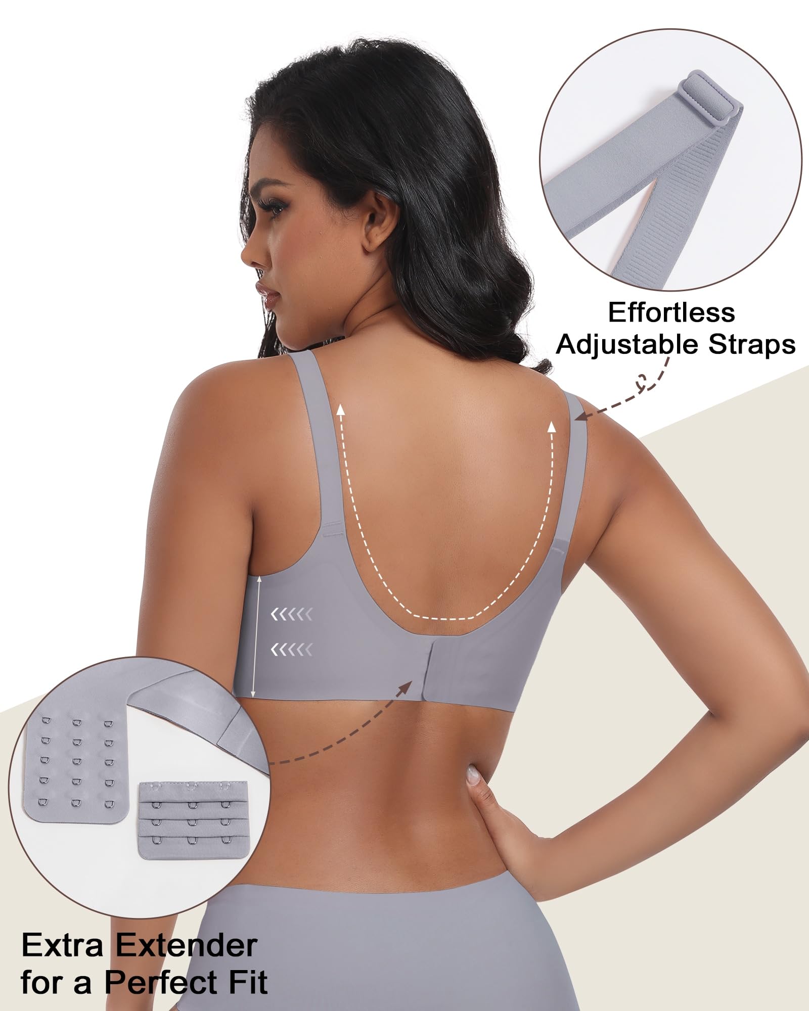 As Fairy Wireless Seamless Pumping Bra Hands Free Nursing Bra Wirefree Comfort Wearable Breast Pump Bra Regular Plus Size (Grayish Blue S Plus)