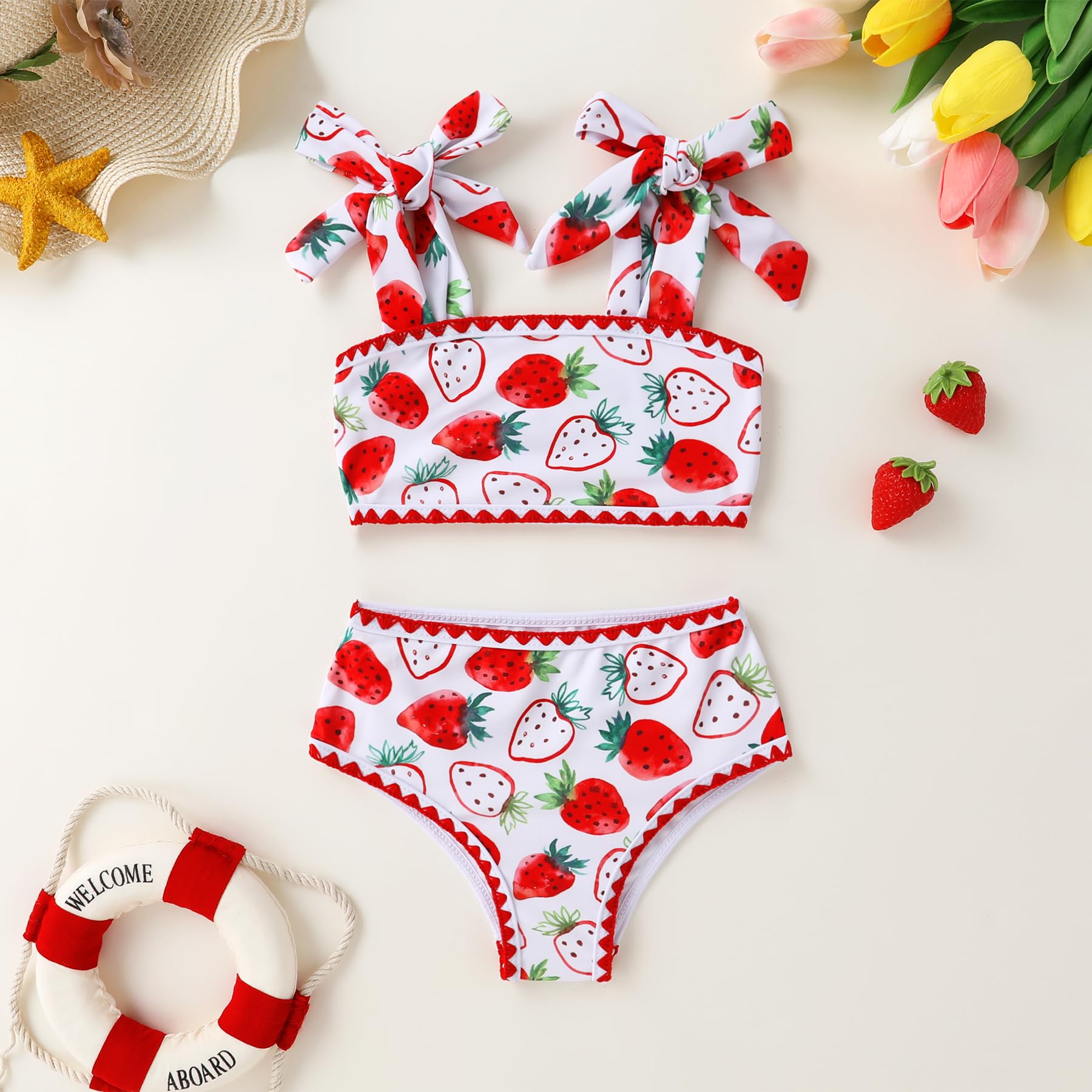 YOUNGER TREE Toddler Girls Two Pieces Swimsuit Color Block Stripe Swimwear Summer Beach Bathing Suit