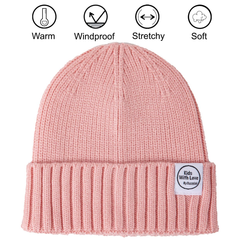 DASMINI Baby Beanie Toddler Winter Hat Infant Babies Newborn Kids Beanies Knit Hats Girl Boy (Pink, 0-6mth)