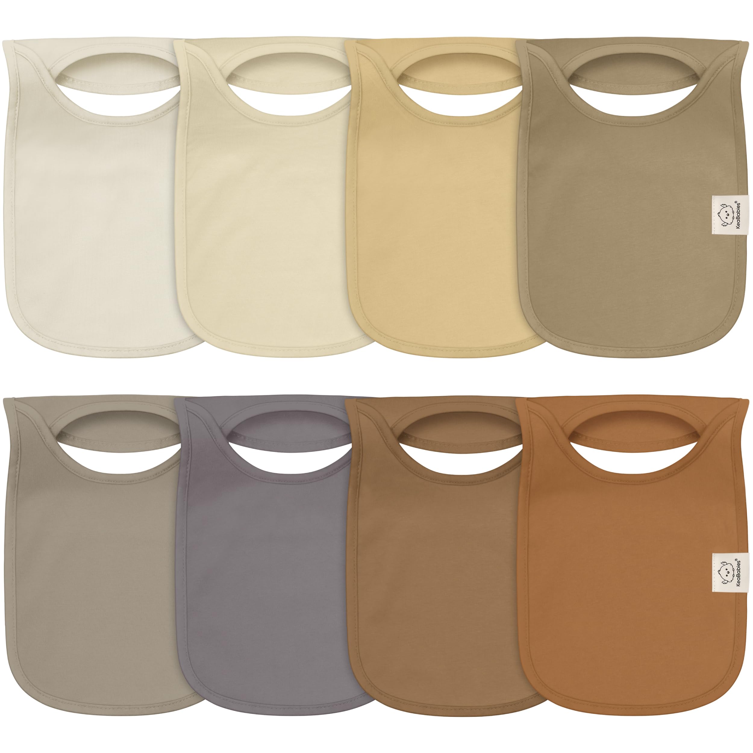 KeaBabies 8-Pack Bibs for Baby Girls, Boys, Pullover Baby Bibs (Terracotta)