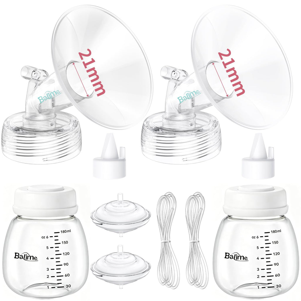 BALIME Pump Parts Compatible with Spectra S1/S2/9 Plus, Not Original Accessories, Full Set Replacements Include 21mm Flanges, Valves, Backflow Protectors (Duckbills Included), Tubings and Bottles