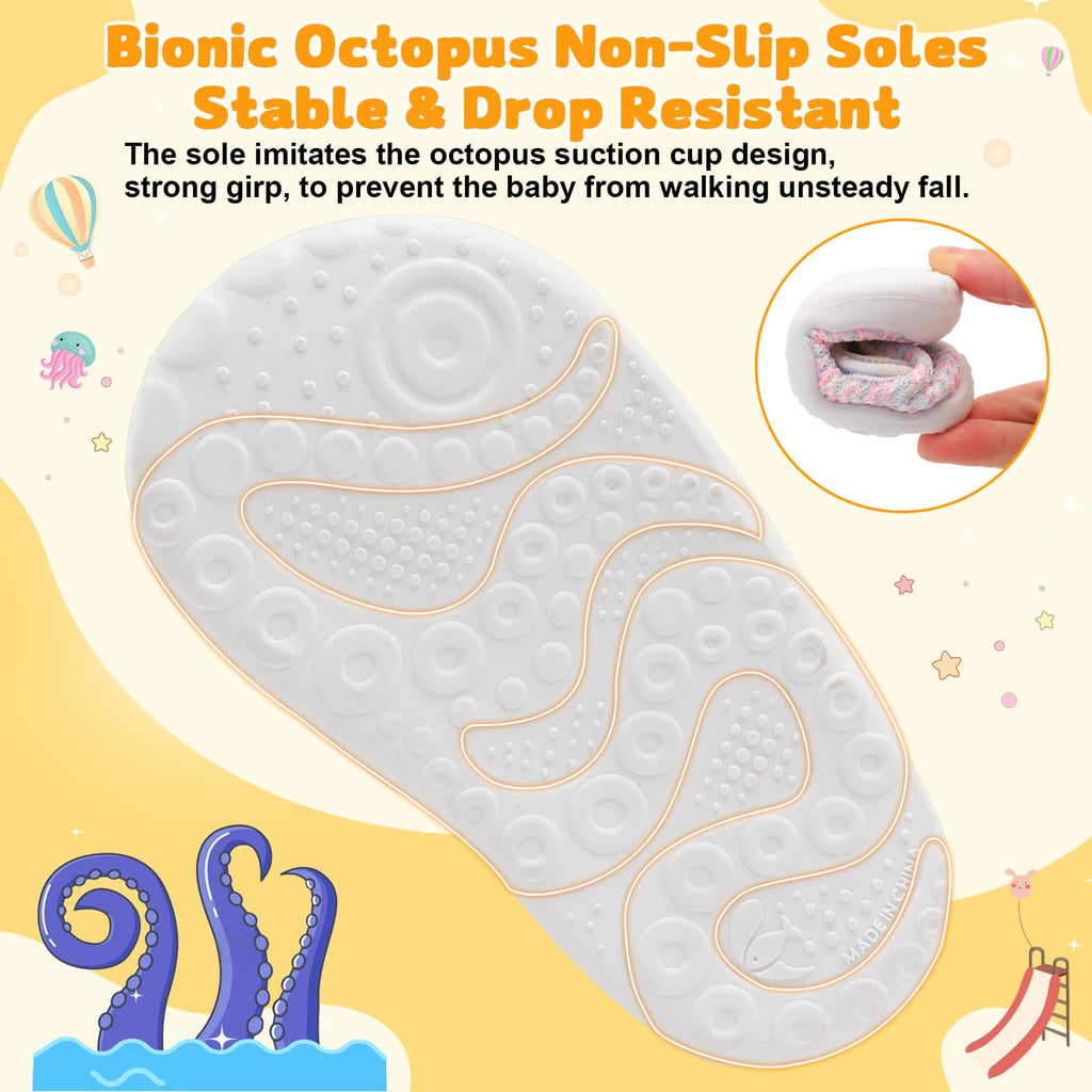 FEETCITY Baby First Walking Shoes Girls Boys Wide Infant Shoes Baby Slip On Sneakers Lightweight Barefoot Crib Shoe