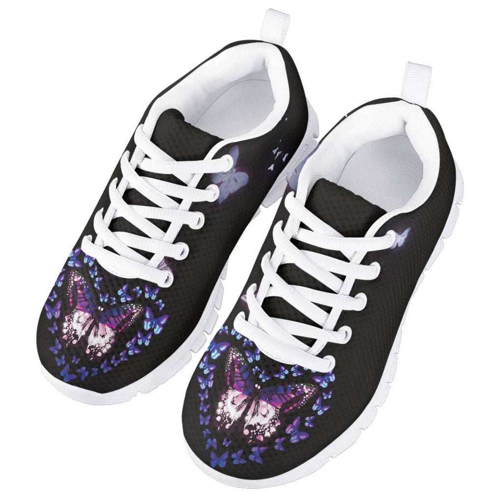 MARSVOVO First Shoes for Walking Boy Girl Comfortable Lightweight Breathable Athletic Girl Running Shoes Resistant Casual Sport Toddler Girl Slip On Sneakers Butterfly Black Printed Size 2 US