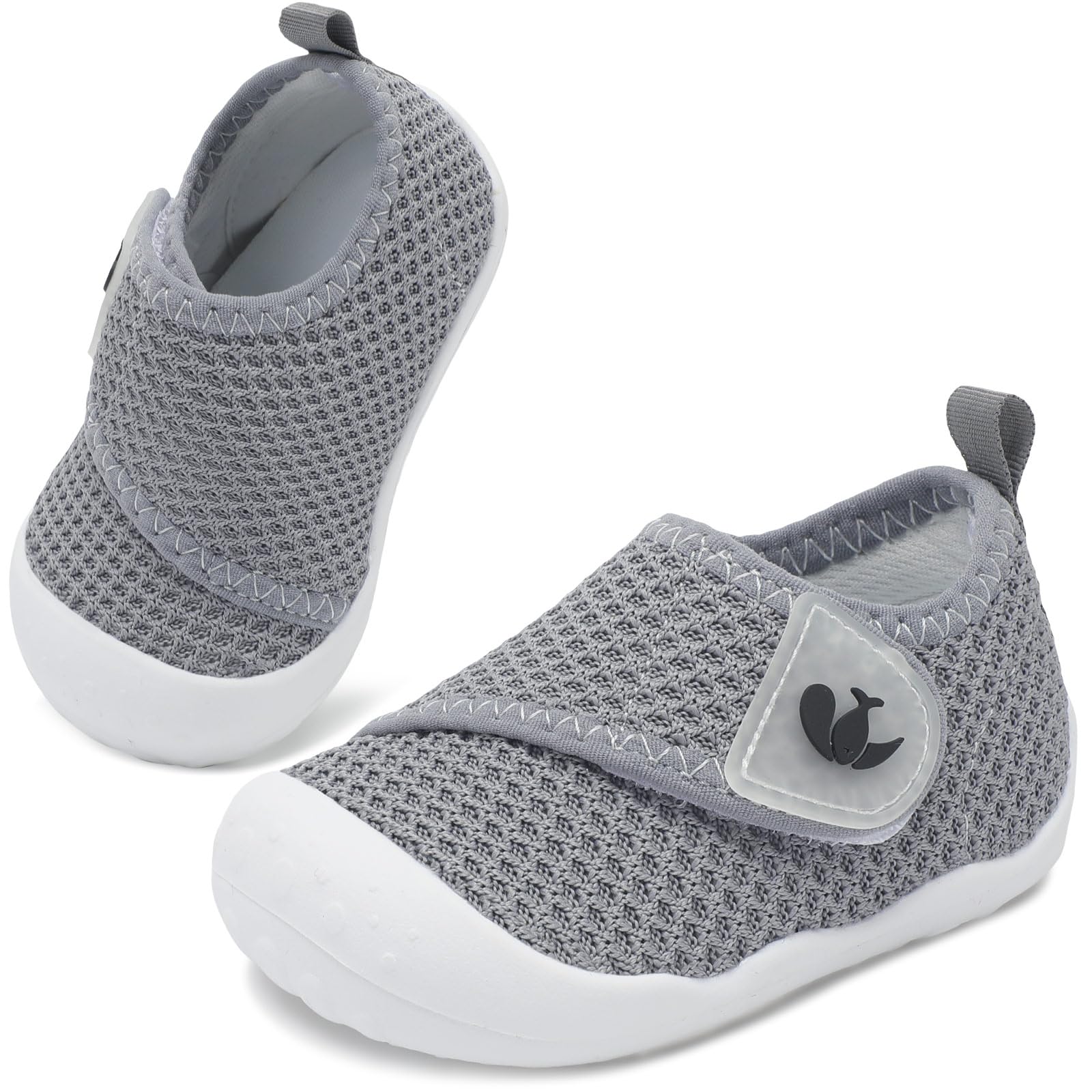 FEETCITY Baby Shoes Boys Girls Baby First Walking Shoes Wide Newborn Crib Shoe Slip On Infant Sneakers Dark Grey