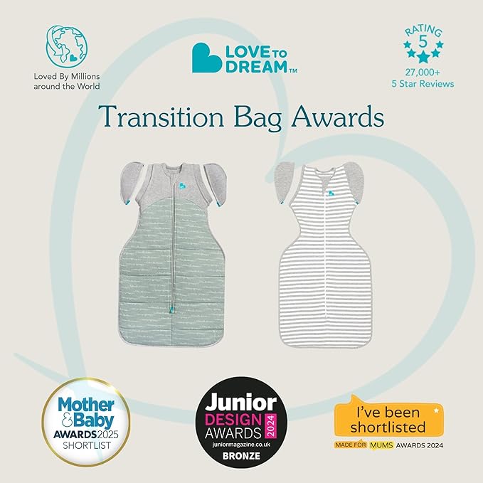 Love to Dream Swaddle UP Transition Bag, Luxuriously Silky Soft Viscose from Bamboo, Baby Sleep Sack, Patented Zip-Off Wings, Snug Fit Helps Calm Startle Reflex, 1.0TOG, 13-19 lbs, Cream