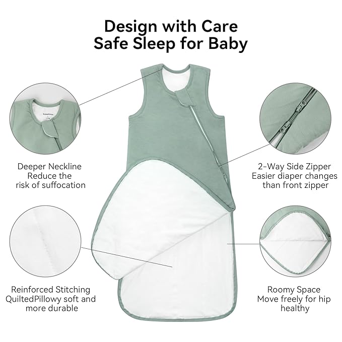 BubblePanda Rayon Made from Bamboo Sleep Sack 12-18 Months 0.5 Tog Soft Lightweight Toddler Sleep Sack 1t for Babies 2-Way Zipper Wearable Blanket Baby 12 Months