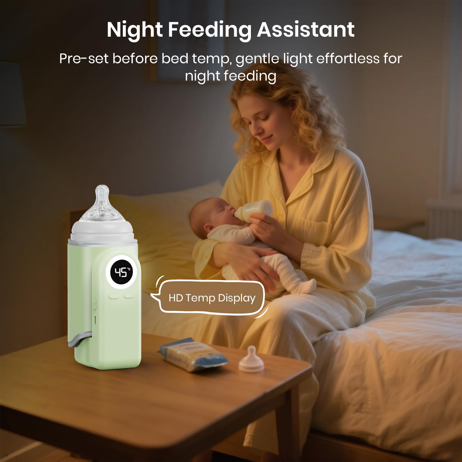 Portable Bottle Warmer for Travel, Precise Temperature Milk Warmer, 10000mAh Long Battery Life USB-C Fast Charging for Breast Milk/Formula Milk Warming, Fit Car, Airplane & On The Go Bottle Warmer