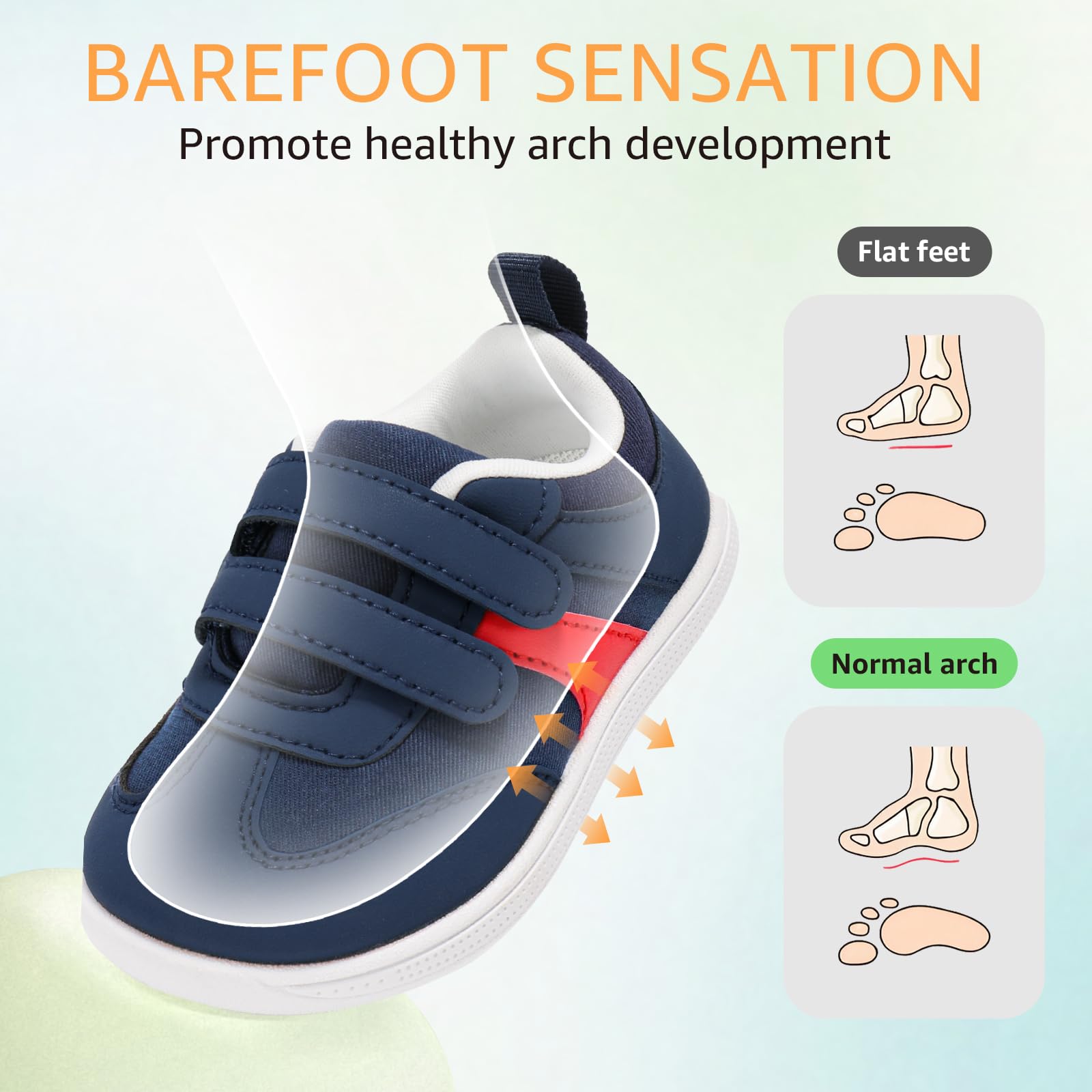 STQ KIDS Toddler Wide Toe Box Shoes Boys Barefoot Shoe Navy White Size 7