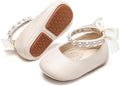 Baby Girls Mary Jane Flats - Infant Newborn Walking Shoes Soft Rubber Sole Princess Wedding