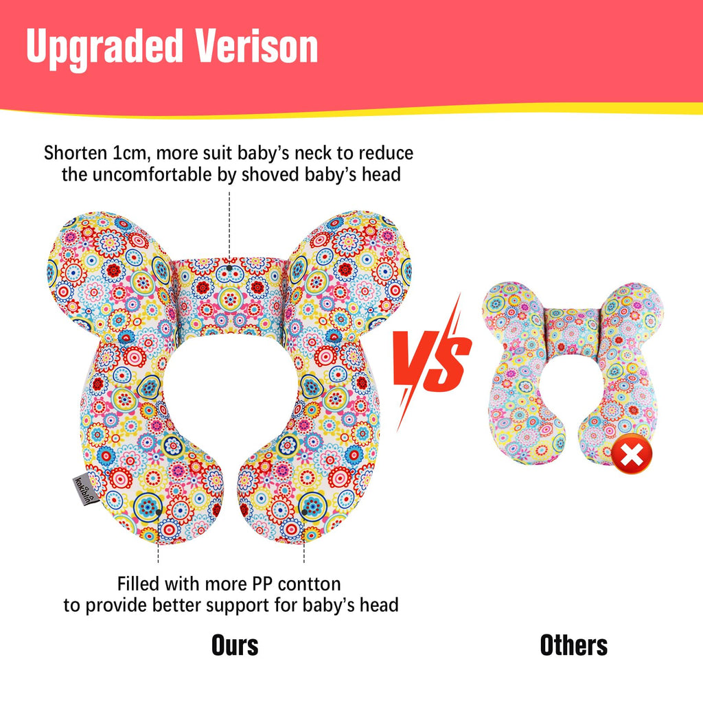 KAKIBLIN Baby Neck Pillow, Upgraded Baby Support Pillow,Baby Neck Support Pillow for Carseat, Newborn Neck Support for Car Seat,Pushchair,Travel (Flower)