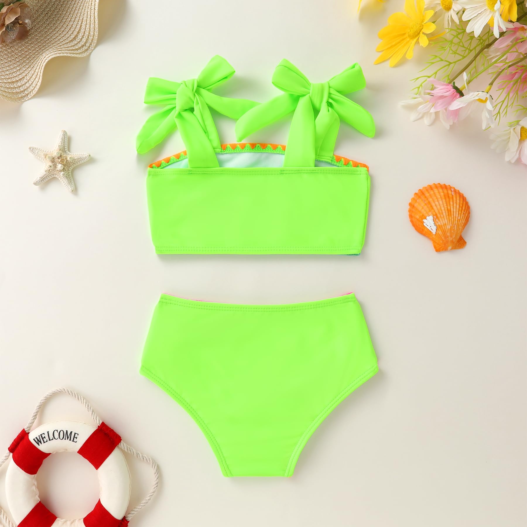 YOUNGER TREE Toddler Girls Two Pieces Swimsuit Color Block Stripe Swimwear Summer Beach Bathing Suit 18M-5T