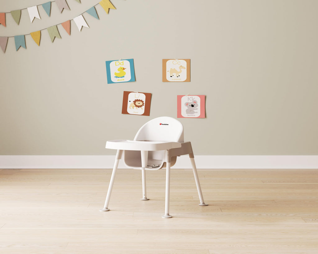 Foundations Secure Sitter 11" Feeding Chair Highchair, White/Tan