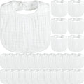 Reginary 30 Pack White Muslin Baby Bibs Bulk Adjustable 6 Layers Baby Bandana Drool Bibs for Boys Girls Newborn Cotton Soft Absorbent Muslin Burp cloth for Drooling and Teething