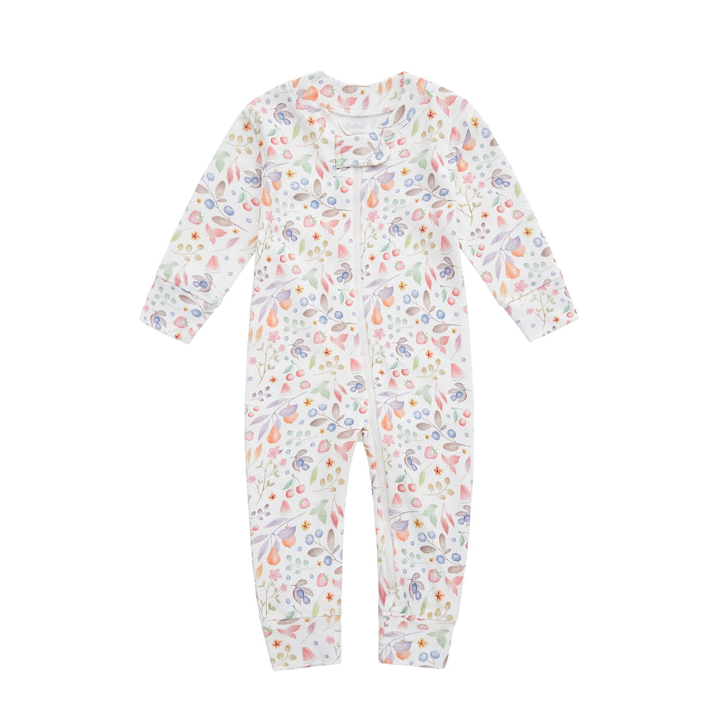 Owlivia Organic Cotton Baby Boy Girl Zip up Sleep N Play, Footless, Long Sleeve(6-12 Months, Fruit Printing)