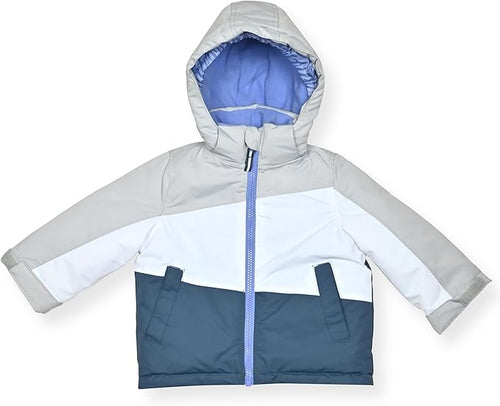 Arctic Quest 2-PC Infant Snow Suit - Waterproof Girls Snow Pants & Ski Puffer Jacket, Girls Snowsuit Thermal Winter Coat & Bib Overall, Silver Cloud/18M