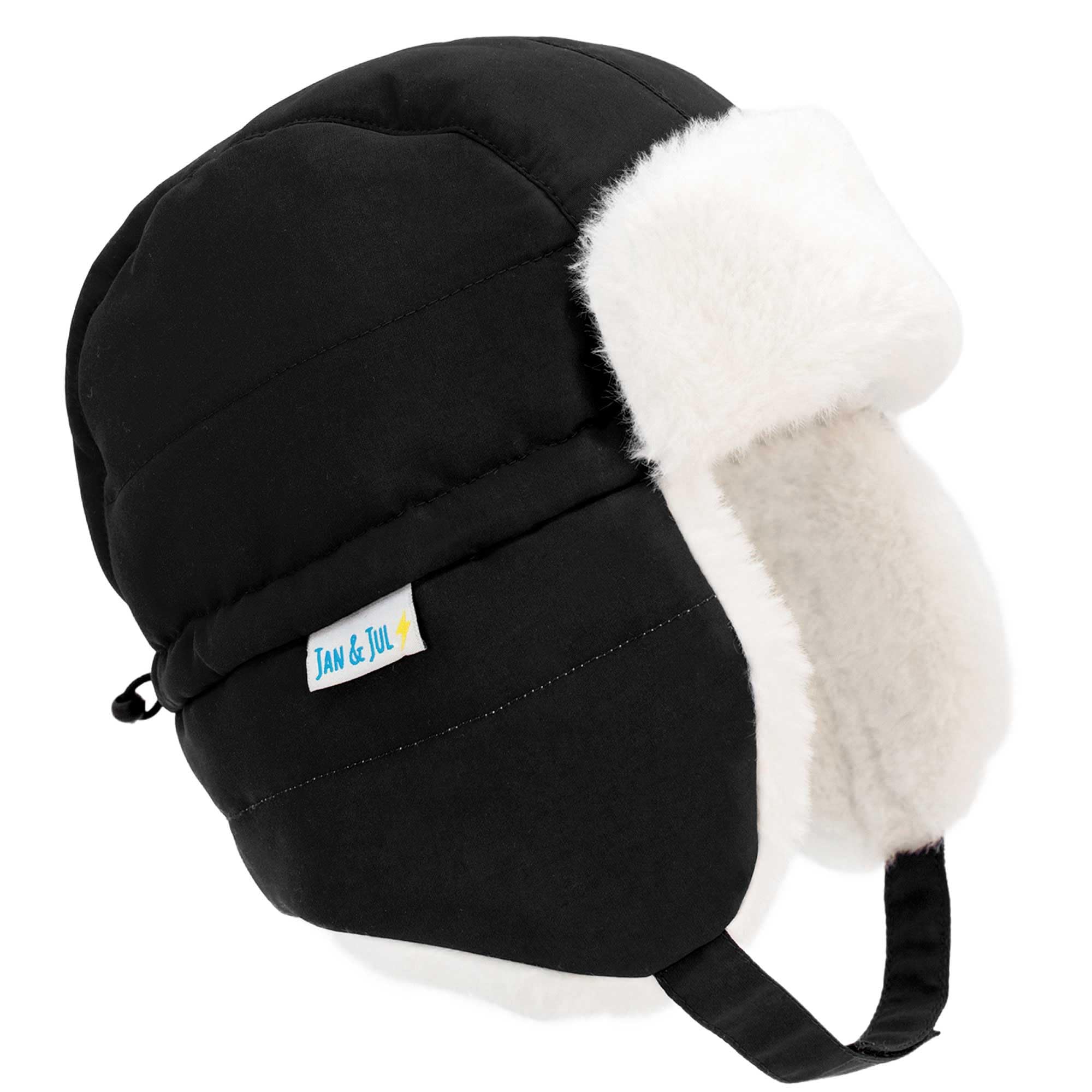 JAN & JUL Toasty-Dry Trapper Hat for Baby and Kids (Black, XL)