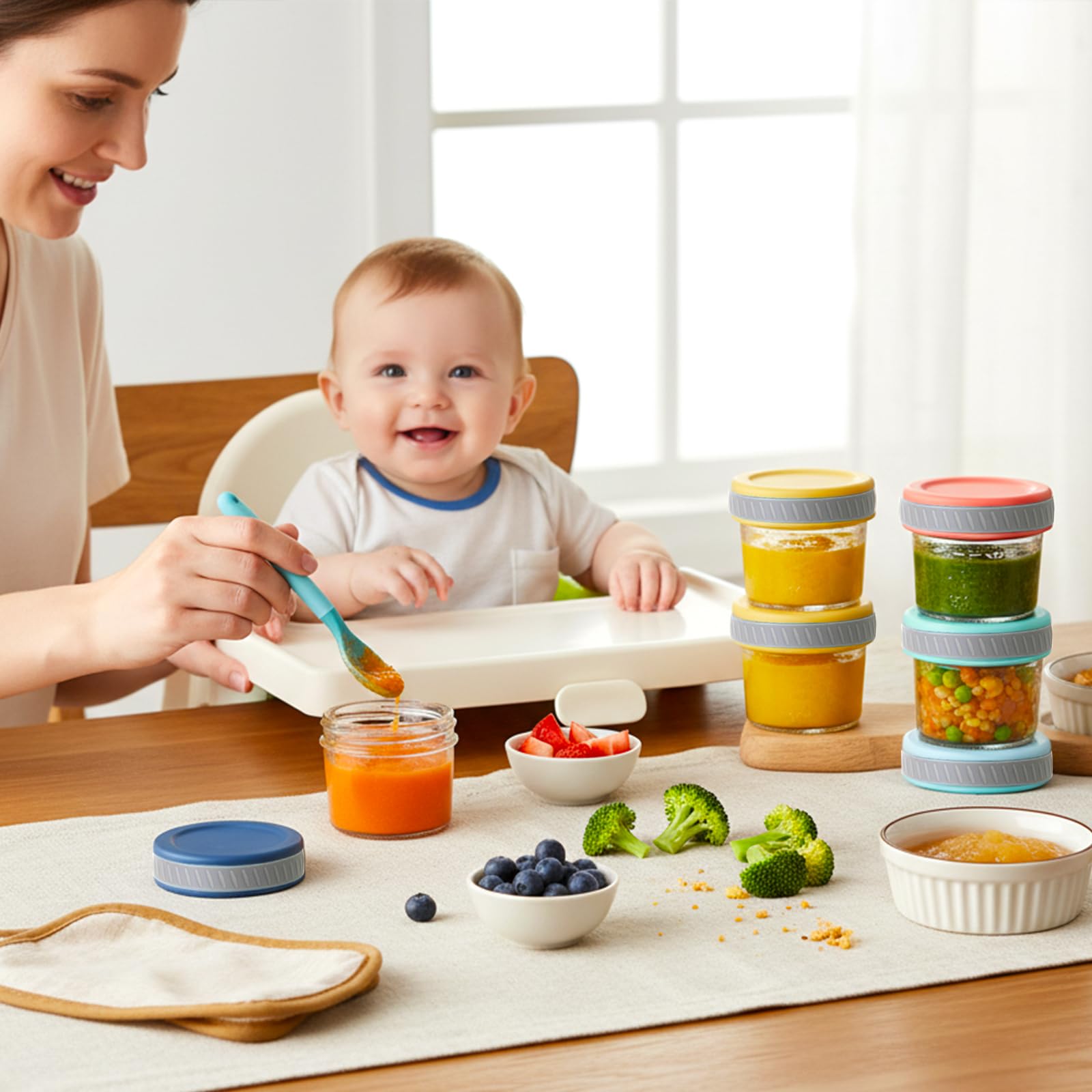 Tronco Glass Food Storage Jars with Lids (4 oz, 12 Pack) – Baby Food, Breast Milk, Snacks, Puree, Reusable Small Containers for Meal Prep, Spice Storage, Freezer, Microwave, Dishwasher Safe