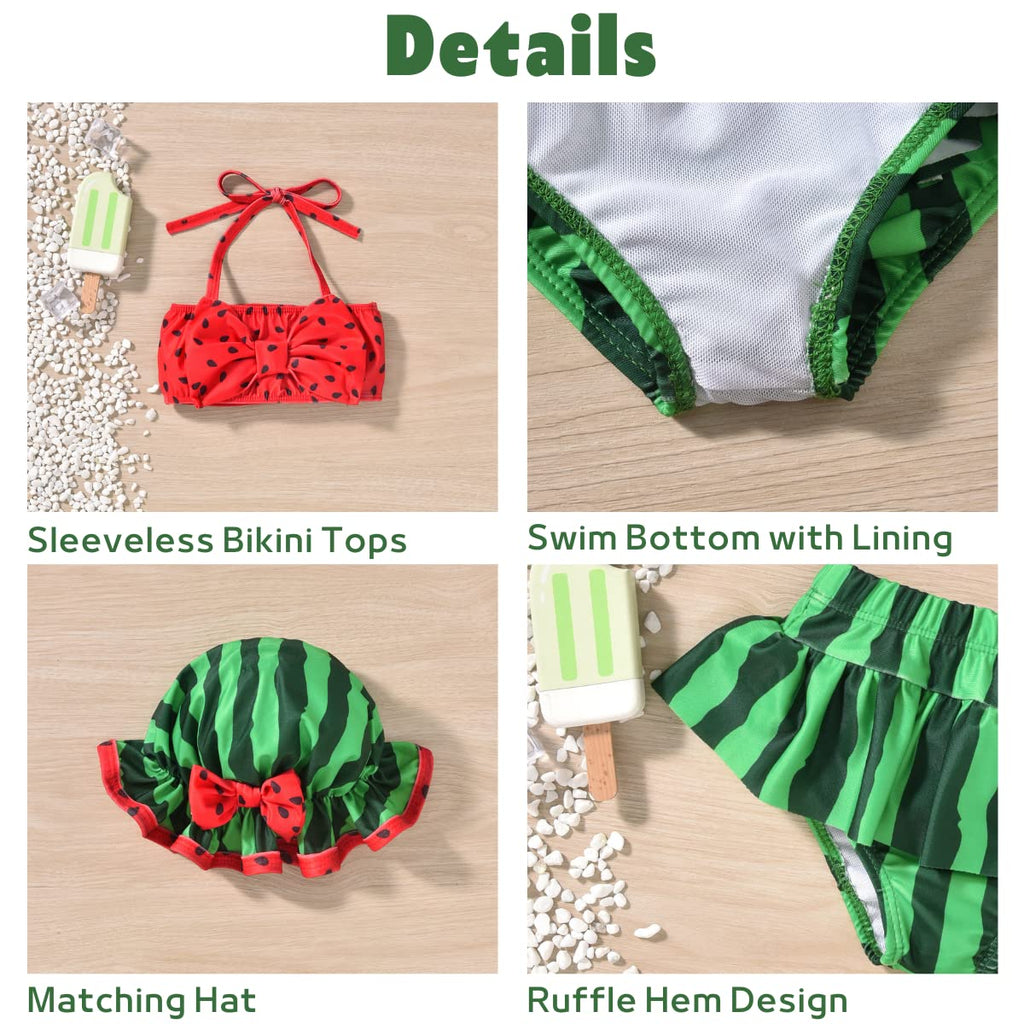 Infant Baby Girls Swimsuit Watermelon Bikini Two Pieces Bathing Suit Swimwear Summer Beach Set Blue 6-12 Months